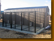 One of the large, heated dog kennels.